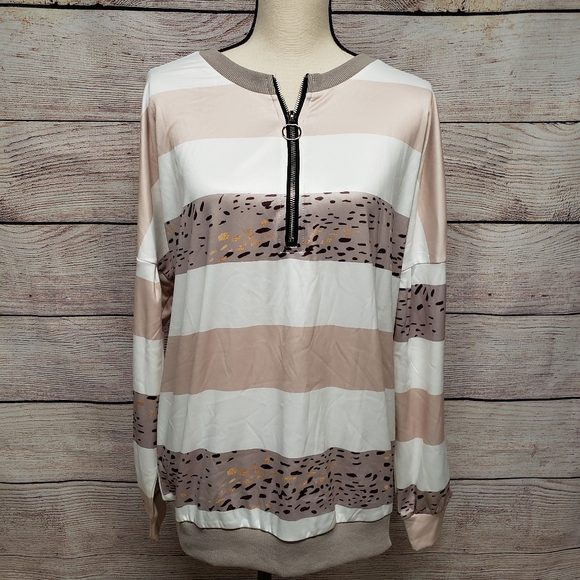 NEW!!! Women's Sheilay soft striped animal print top. Sz.L - Picture 1 of 2